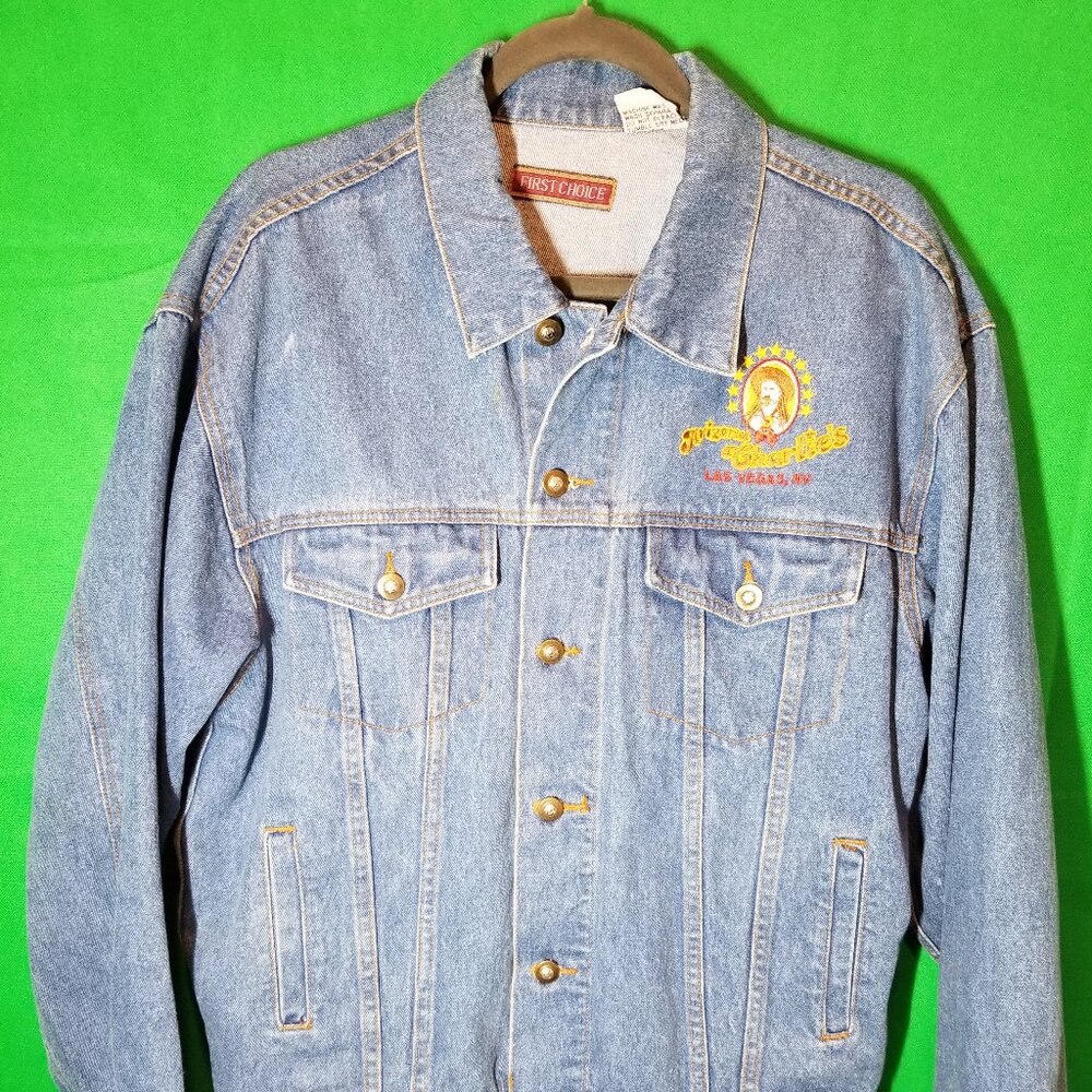 Arizona Charlies Casino Las Vegas Embroidered Jean Jacket XL Denim Med Wash
